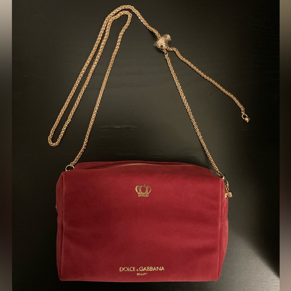 Dolce & Gabbana Red Cosmetic Bag With Gold Accents